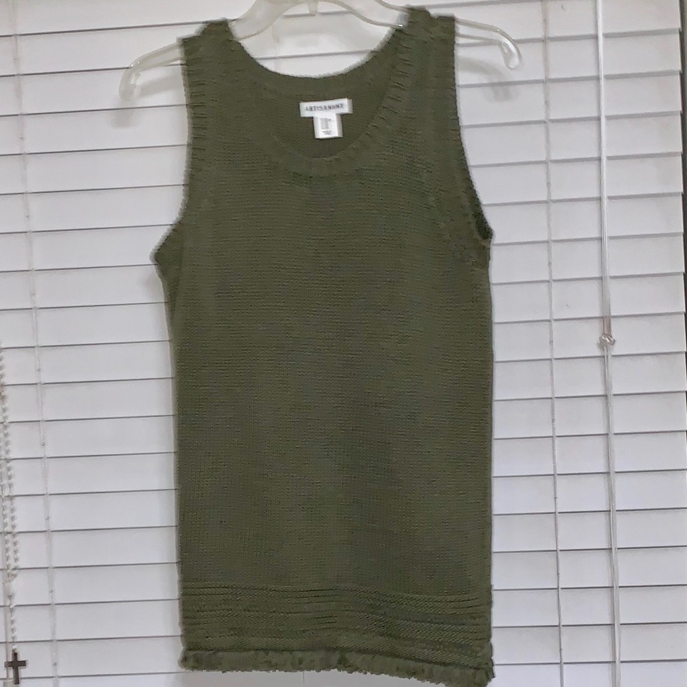 Army Green Knit Tank Top by Artisan NY